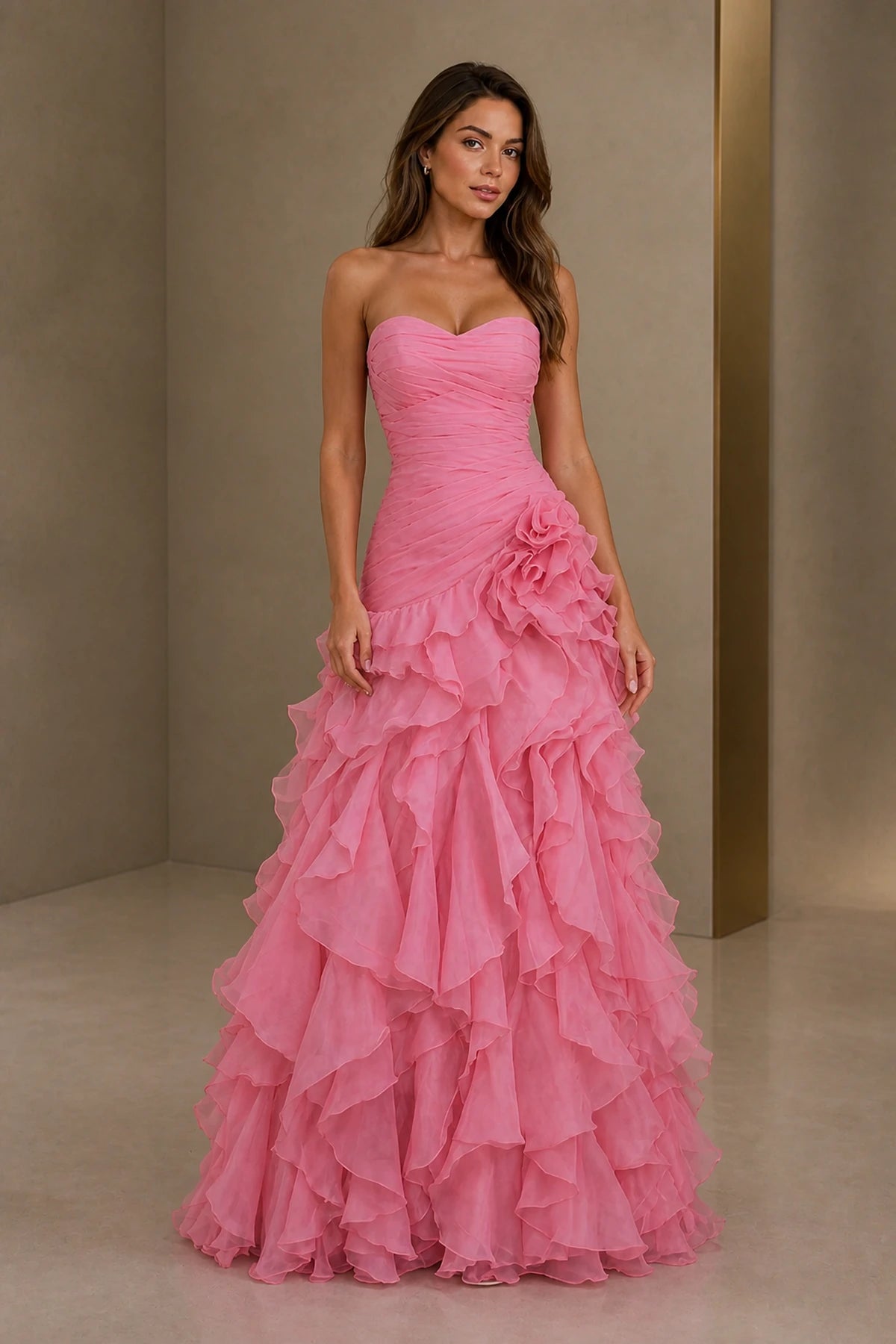 Romantic A-Line Sweetheart Neck Strapless Zip Back Floor-Length Bridesmaid Dress