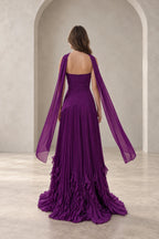 Elegant Pleated Chiffon Fit and Flare Strapless Zipper Back Floor Length Prom Dress