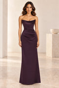 Plum formal gown with corset lace up back detail