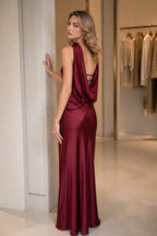 Refined Sheath Strapless Sleeveless Draped Open Back Long Bridesmaid Dress