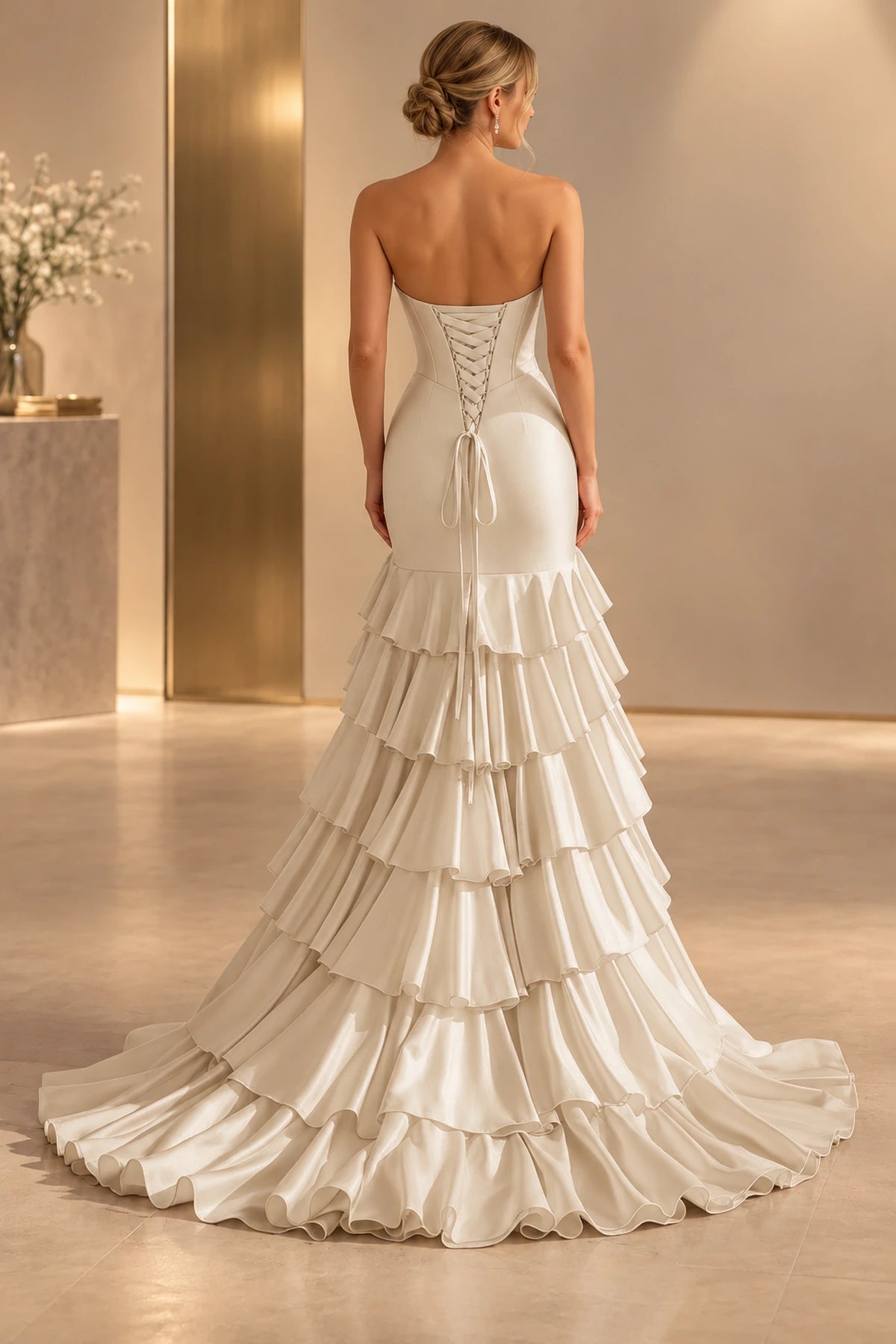 Elegant Satin Mermaid Halter Sweetheart Sleeveless Lace-Up Corset Back Long Prom Dress