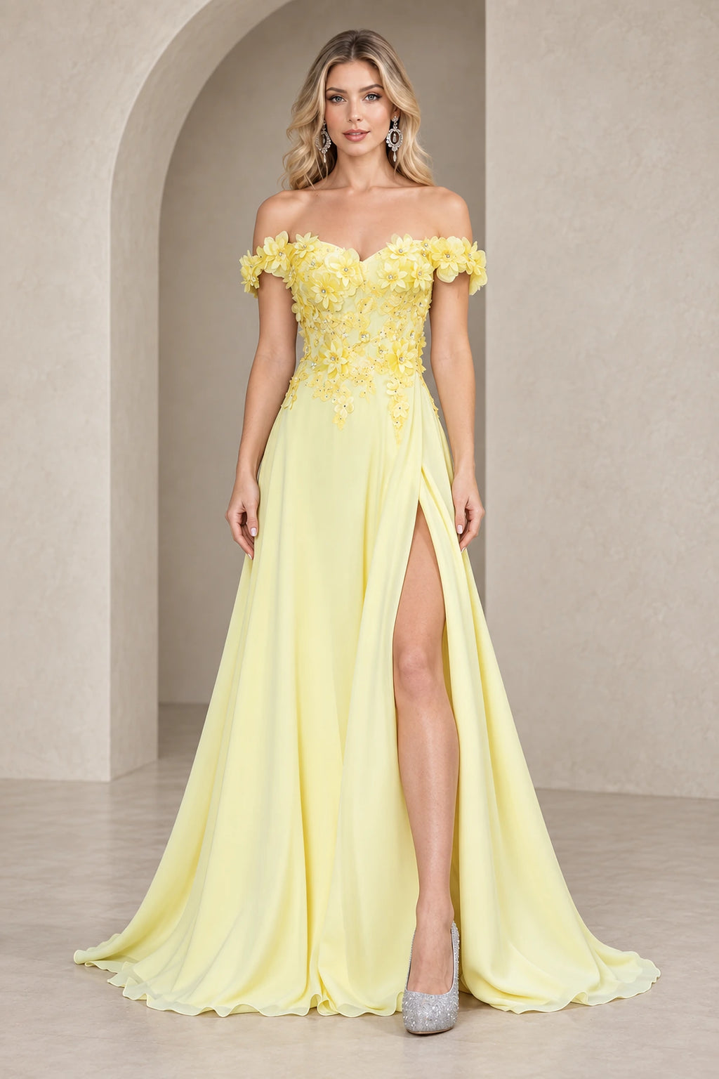 Elegant A Line Off Shoulder Floral Lace Floor Length Prom Dress