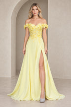 Elegant A Line Off Shoulder Floral Lace Floor Length Prom Dress