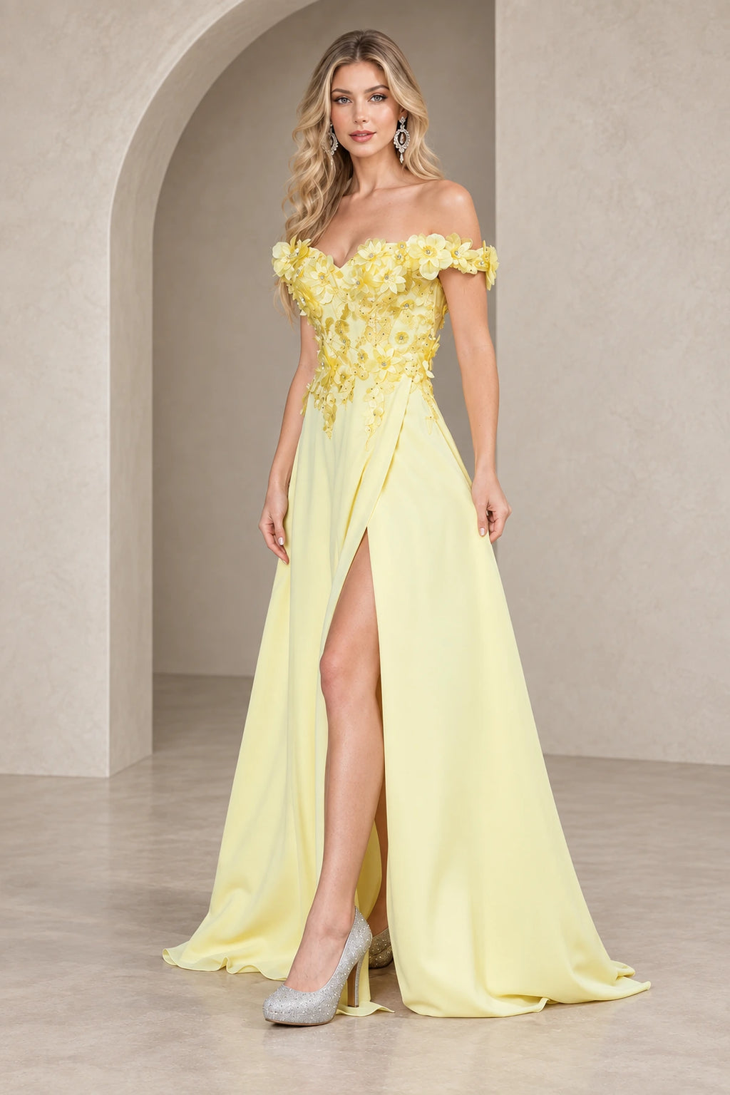 Elegant A Line Off Shoulder Floral Lace Floor Length Prom Dress