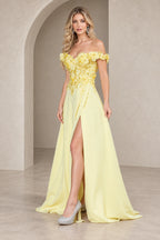 Elegant A Line Off Shoulder Floral Lace Floor Length Prom Dress