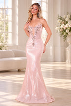 Glamorous Mermaid Sweetheart Sleeveless Lace Up Back Long Prom Dress