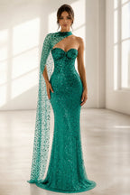 Striking Sheath Sweetheart Sleeveless Cape Back Floor Length Prom Dress