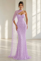 Striking Sheath Sweetheart Sleeveless Cape Back Floor Length Prom Dress