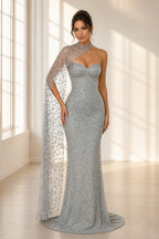 Striking Sheath Sweetheart Sleeveless Cape Back Floor Length Prom Dress