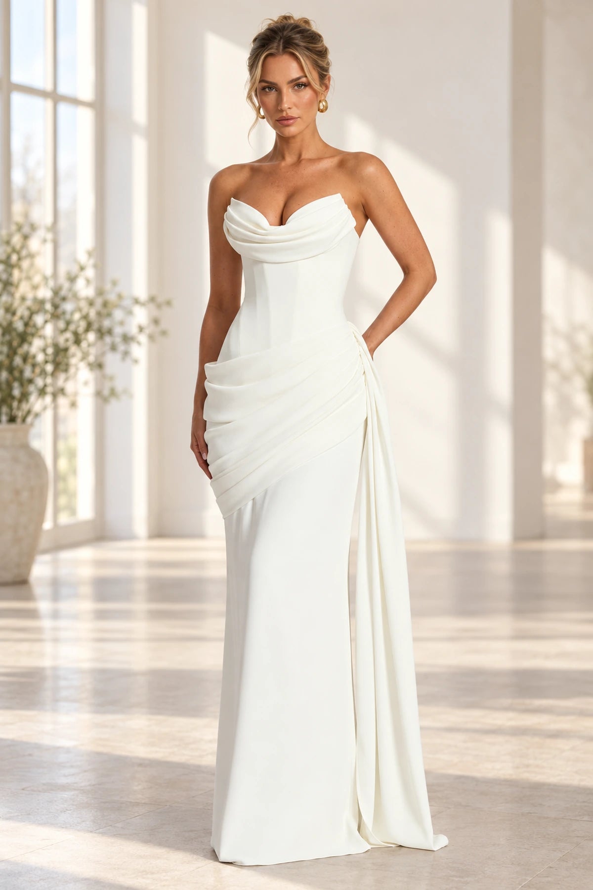 Refined Sheath Sweetheart Strapless Lace Up Floor Length Wedding Guest Dress