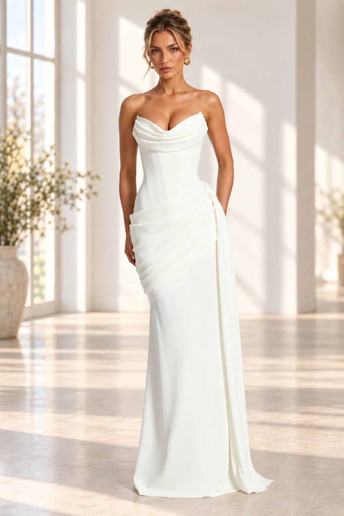 Refined Sheath Sweetheart Strapless Lace Up Floor Length Wedding Guest Dress