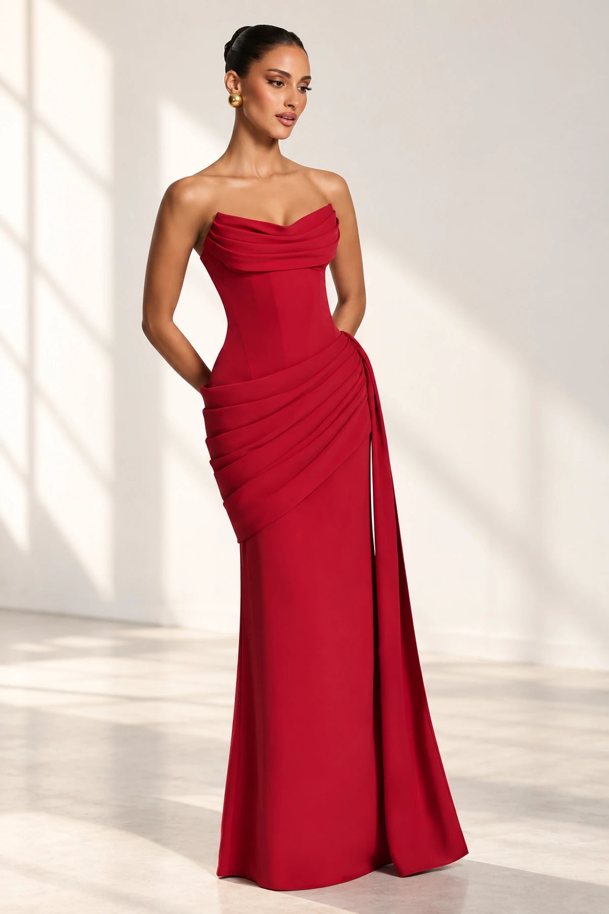 Refined Sheath Sweetheart Strapless Lace Up Floor Length Wedding Guest Dress
