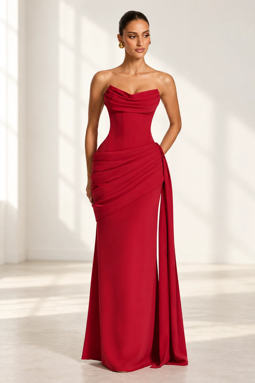 Refined Sheath Sweetheart Strapless Lace Up Floor Length Wedding Guest Dress