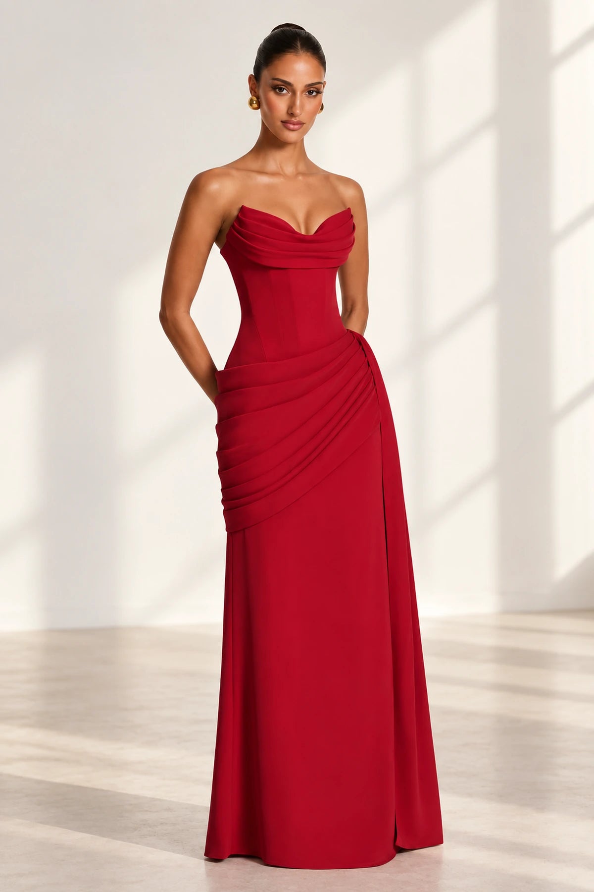 Refined Sheath Sweetheart Strapless Lace Up Floor Length Wedding Guest Dress