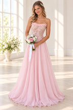 romantic-floral-chiffon-spaghetti-strap-bridesmaid-dress