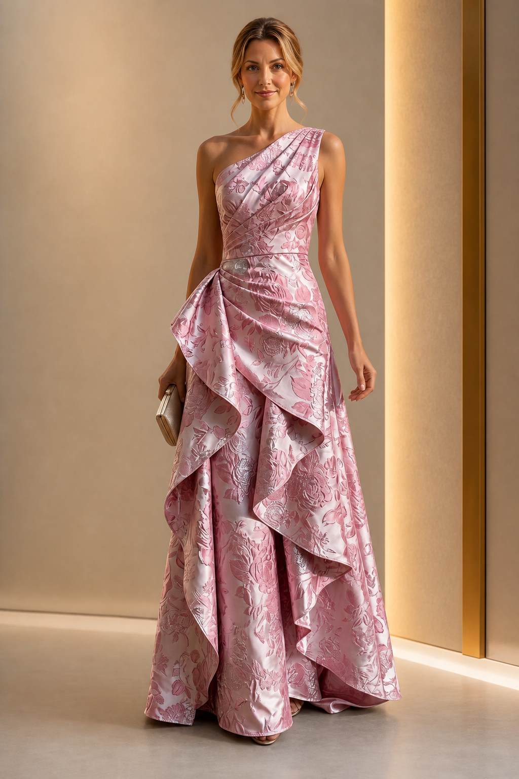 Elegant A-Line One-Shoulder Sleeveless Asymmetrical-Back Floor-Length Mother of the Bride Dress