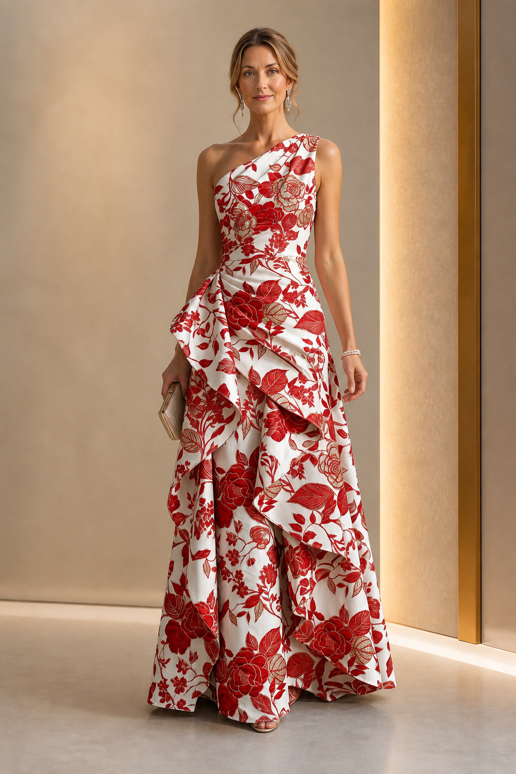 Elegant A-Line One-Shoulder Sleeveless Asymmetrical-Back Floor-Length Mother of the Bride Dress