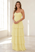 Romantic A-Line Sweetheart Strapless Zip-Back Floor-Length Bridesmaid Dress