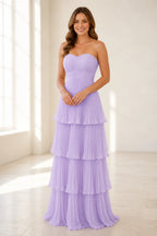 Romantic A-Line Sweetheart Strapless Zip-Back Floor-Length Bridesmaid Dress