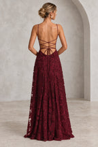 Romantic A-Line Cowl Neck Spaghetti-Strap Lace-Up Back Floor-Length Bridesmaid Dress