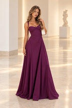Elegant Satin A-Line Sweetheart Spaghetti Strap V Back Floor Length Bridesmaid Dress