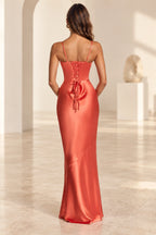 Satin mermaid formal dress with lace up back design