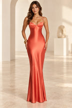 Elegant Mermaid Sweetheart Spaghetti Strap Lace Up Back Satin Long Prom Dress
