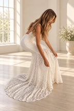 Romantic Lace Mermaid Sweetheart Sleeveless Lace-Up Floor-Length Wedding Dress