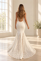 Romantic Lace Mermaid Sweetheart Sleeveless Lace-Up Floor-Length Wedding Dress