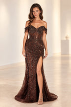 Radiant Mermaid Sweetheart Off Shoulder Open Back Floor Length Prom Dress