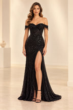 Radiant Mermaid Sweetheart Off Shoulder Open Back Floor Length Prom Dress