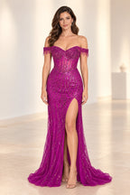 Radiant Mermaid Sweetheart Off Shoulder Open Back Floor Length Prom Dress