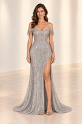 Radiant Mermaid Sweetheart Off Shoulder Open Back Floor Length Prom Dress
