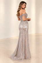 Radiant Mermaid Sweetheart Off Shoulder Open Back Floor Length Prom Dress