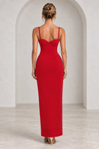 Elegant Column Sweetheart Spaghetti Strap Corset Back Floor Length Wedding Guest Dress