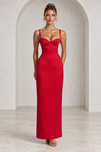 Elegant Column Sweetheart Spaghetti Strap Corset Back Floor Length Wedding Guest Dress