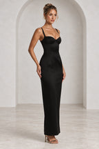 Elegant Column Sweetheart Spaghetti Strap Corset Back Floor Length Wedding Guest Dress