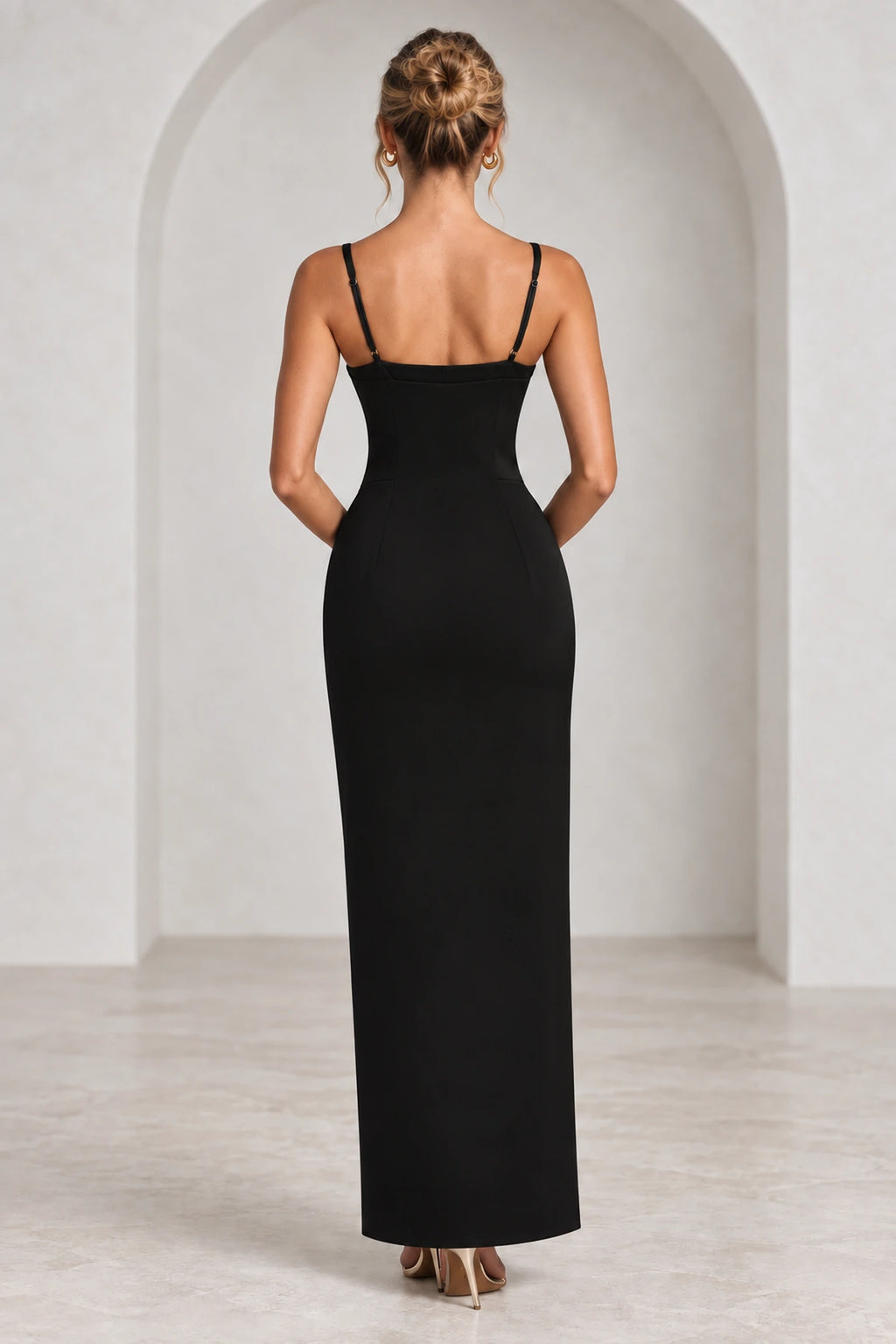 Elegant Column Sweetheart Spaghetti Strap Corset Back Floor Length Wedding Guest Dress