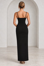Elegant Column Sweetheart Spaghetti Strap Corset Back Floor Length Wedding Guest Dress