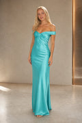 Chic Sheath Sweetheart Off Shoulder Open Back Floor Length Bridesmaid Dress