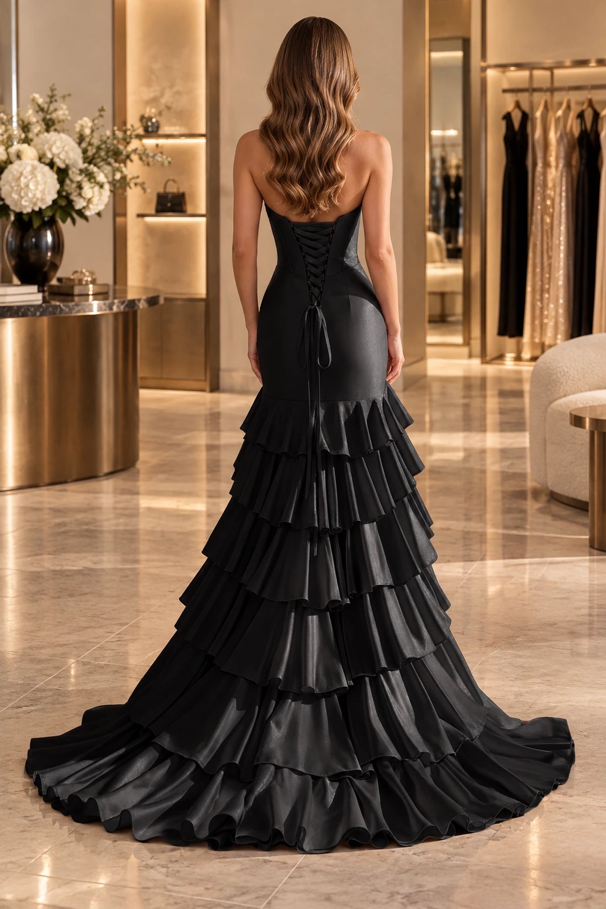 Elegant Satin Mermaid Halter Sweetheart Sleeveless Lace-Up Corset Back Long Prom Dress