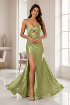Royal Blue Strapless Sweetheart Mermaid Lace‑Up Back Slit Long Prom Dress
