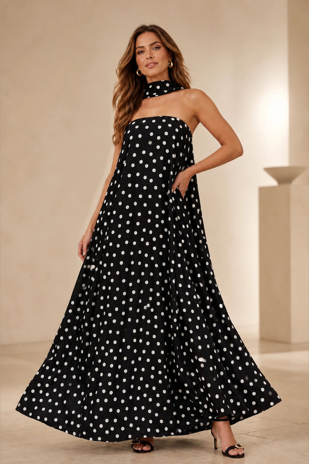 Chic A-Line Strapless Neck Sleeveless Open Back Floor-Length Wedding Guest Dress