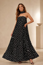 Chic A-Line Strapless Neck Sleeveless Open Back Floor-Length Wedding Guest Dress